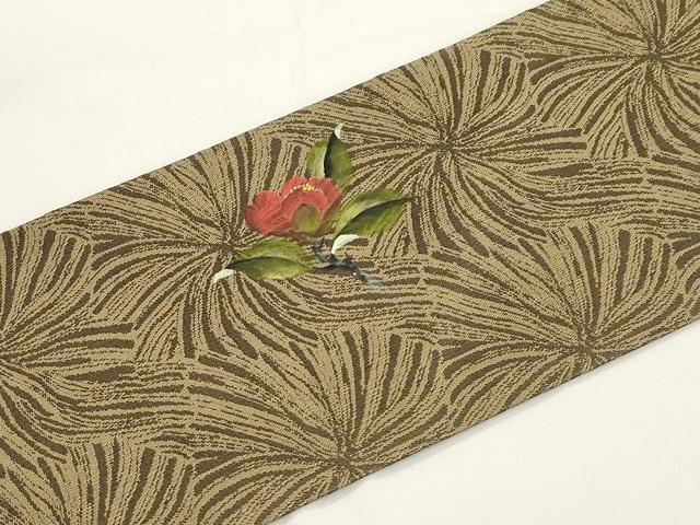 平和屋着物●九寸名古屋帯　手描き　草花文　正絹　逸品　CABJ9306dy