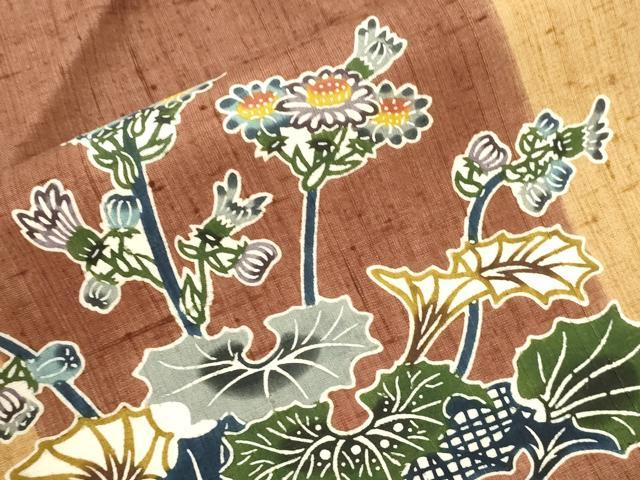 平和屋着物●本場琉球紅型　琉球びんがた　知念紅型研究所　知念貞男　九寸名古屋帯　紬地　風景文　正絹　逸品　CABJ9307dy