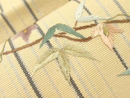 平和屋着物●八寸名古屋帯　総刺繍　草花文　金銀糸　正絹　逸品　未使用　CABJ9311dy