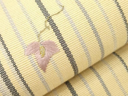 平和屋着物●八寸名古屋帯　総刺繍　草花文　金銀糸　正絹　逸品　未使用　CABJ9311dy