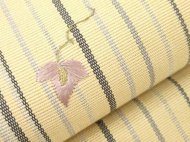 平和屋着物●八寸名古屋帯　総刺繍　草花文　金銀糸　正絹　逸品　未使用　CABJ9311dy