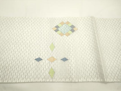 平和屋着物▽太鼓柄袋帯　スリーシーズン　春夏秋　すくい織　幾何学文　金糸　正絹　逸品　CABJ9322dy