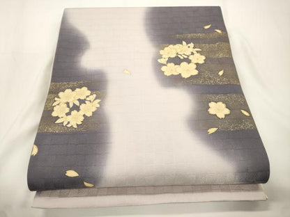 平和屋着物●六通柄袋帯　舞桜文　金彩　やまと誂製　正絹　逸品　CABJ9334dy