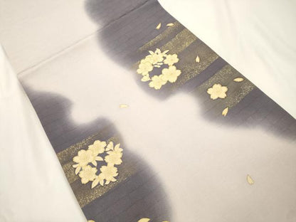 平和屋着物●六通柄袋帯　舞桜文　金彩　やまと誂製　正絹　逸品　CABJ9334dy