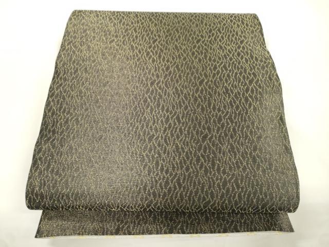平和屋着物●両面　六通柄袋帯　花織　横段文　金糸　正絹　逸品　未使用　CABJ9338dy