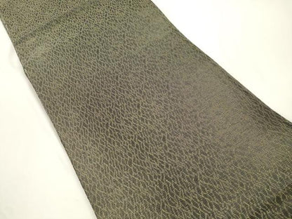 平和屋着物●両面　六通柄袋帯　花織　横段文　金糸　正絹　逸品　未使用　CABJ9338dy