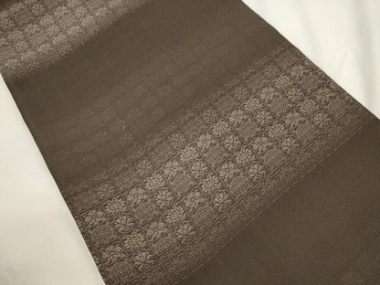 平和屋着物●両面　全通柄袋帯　作家物　黄金ムガ蚕　大松葉文　銀糸　桜井謹製　反端付き　正絹　逸品　CABJ9342dy