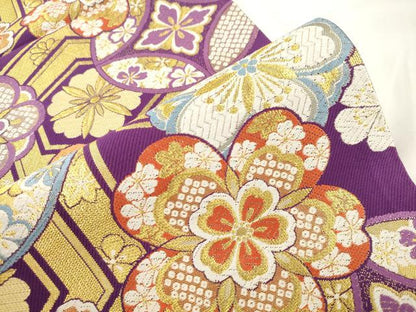 平和屋着物●六通柄袋帯　唐織　舞花文　金糸　正絹　逸品　CABJ9350dy
