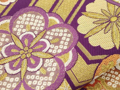 平和屋着物●六通柄袋帯　唐織　舞花文　金糸　正絹　逸品　CABJ9350dy
