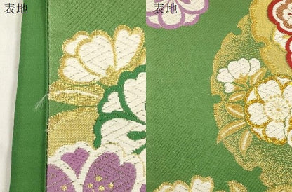 平和屋着物●六通柄袋帯　唐織　雪輪草花文　金糸　正絹　逸品　CABJ9351dy