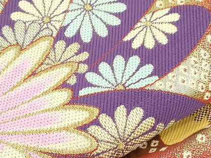 平和屋着物●六通柄袋帯　草花文　金糸　正絹　逸品　CABJ9353dy
