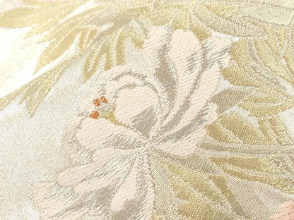 平和屋着物●西陣の名門　本家加納　六通柄袋帯　草花文　金銀糸　正絹　逸品　CABJ9355dy