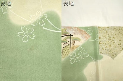 平和屋着物●アンティーク　大正ロマン　丸帯　引き抜き帯　手描き　刺繍　雲取り御所車花文　金銀彩　正絹　逸品　CABJ9356dy