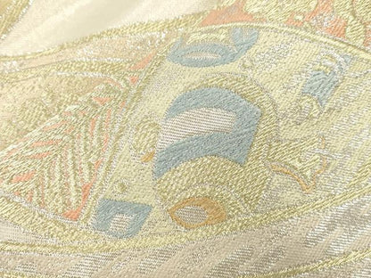 平和屋着物●西陣　川島織物　六通柄　本袋帯　吉祥花文　金銀糸　正絹　逸品　CABJ9358dy