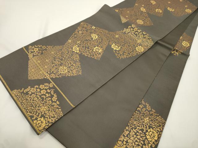 平和屋着物●全通柄　本袋帯　色紙重ね更紗花文　金糸　正絹　逸品　CABJ9360dy