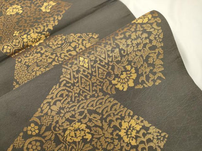 平和屋着物●全通柄　本袋帯　色紙重ね更紗花文　金糸　正絹　逸品　CABJ9360dy