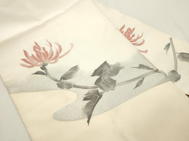 平和屋着物●綴れ　八寸名古屋帯　草花文　銀糸　正絹　逸品　CABJ9361dy