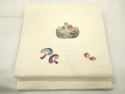 平和屋着物＊夏物　九寸開き名古屋帯　成り物　麻　逸品　CABJ9368dy