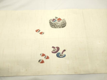 平和屋着物＊夏物　九寸開き名古屋帯　成り物　麻　逸品　CABJ9368dy