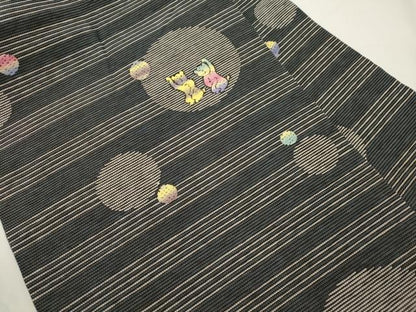 平和屋着物●九寸名古屋帯　動物丸文　正絹　逸品　CABJ9370dy