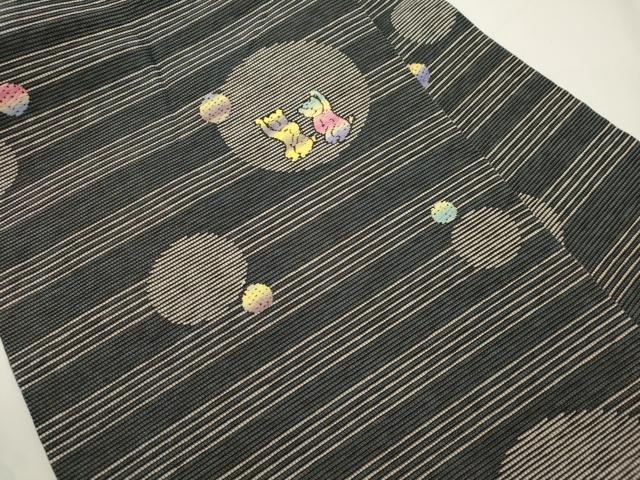 平和屋着物●九寸名古屋帯　動物丸文　正絹　逸品　CABJ9370dy