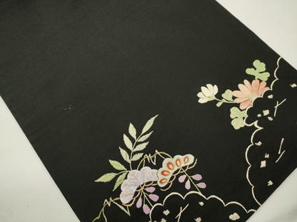 平和屋着物●アンティーク　大正ロマン　太鼓柄　京袋帯　総手刺繍　山乃花　黒地　金糸　正絹　逸品　CABJ9371dy
