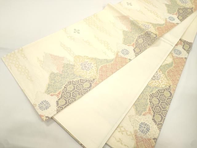 平和屋着物●六通柄袋帯　更紗文様　金銀糸　正絹　逸品　CABJ9373dy