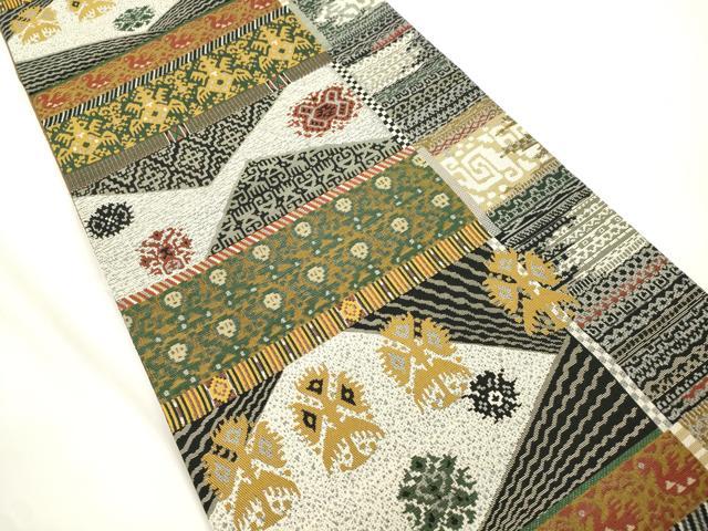 平和屋着物●全通柄袋帯　抽象文様　正絹　逸品　CABJ9374dy