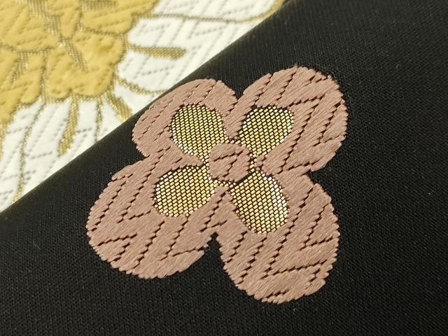 平和屋着物▼六通柄袋帯　唐織　更紗文　黒地　本金箔　正絹　逸品　CABJ9380dy