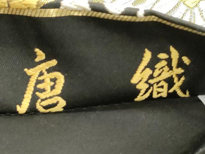 平和屋着物▼六通柄袋帯　唐織　更紗文　黒地　本金箔　正絹　逸品　CABJ9380dy