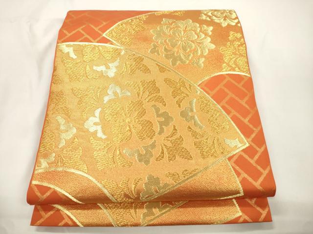 平和屋着物●西陣　川島織物　六通柄　本袋帯　地紙花文　金糸　正絹　逸品　CABJ9381dy