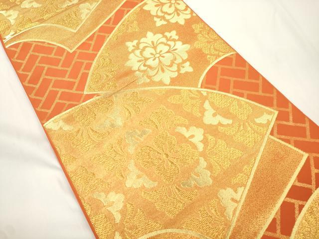 平和屋着物●西陣　川島織物　六通柄　本袋帯　地紙花文　金糸　正絹　逸品　CABJ9381dy