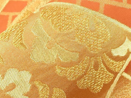 平和屋着物●西陣　川島織物　六通柄　本袋帯　地紙花文　金糸　正絹　逸品　CABJ9381dy