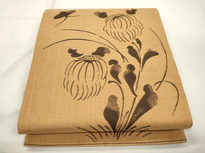 平和屋着物●六通柄袋帯　草花文　正絹　逸品　CABJ9383dy