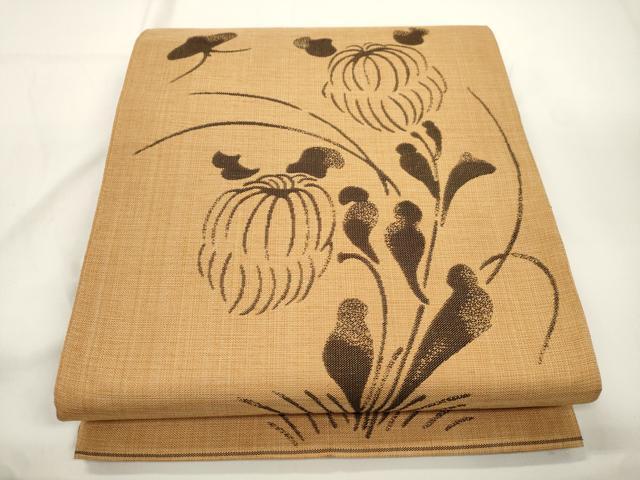 平和屋着物●六通柄袋帯　草花文　正絹　逸品　CABJ9383dy
