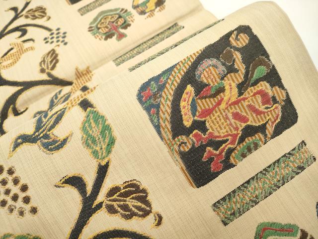 平和屋着物●六通柄袋帯　人物文　正絹　逸品　CABJ9387dy