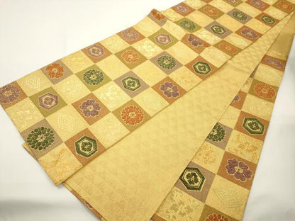 平和屋着物●両面　六通柄袋帯　雅趣　金糸　正絹　逸品　CABJ9388dy