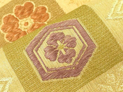 平和屋着物●両面　六通柄袋帯　雅趣　金糸　正絹　逸品　CABJ9388dy