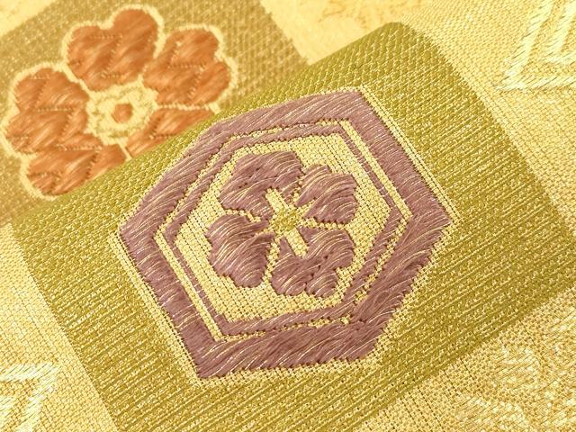 平和屋着物●両面　六通柄袋帯　雅趣　金糸　正絹　逸品　CABJ9388dy