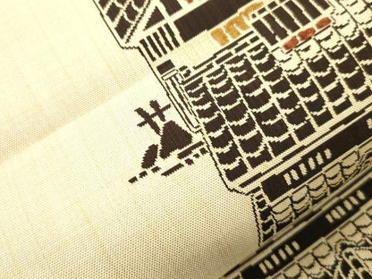 平和屋着物●六通柄袋帯　陣屋織　風景文　正絹　逸品　CABJ9390dy