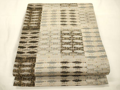 平和屋着物●両面　全通柄袋帯　幾何学文　正絹　逸品　CABJ9394dy