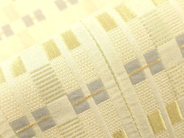 平和屋着物▽西陣　御薗織物謹製　両面　六通柄袋帯　スリーシーズン　春夏秋　格子柄　金糸　証紙付き　正絹　逸品　CABJ9396dy
