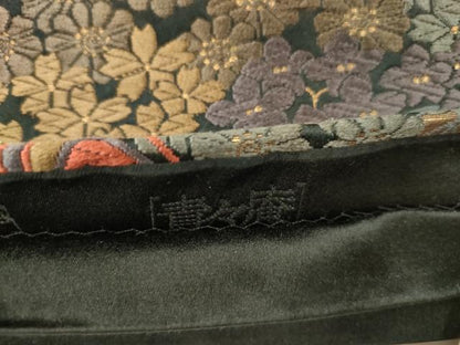 平和屋着物●六通柄袋帯　唐織　花蝶文　黒地　金糸　正絹　逸品　CABJ9397dy