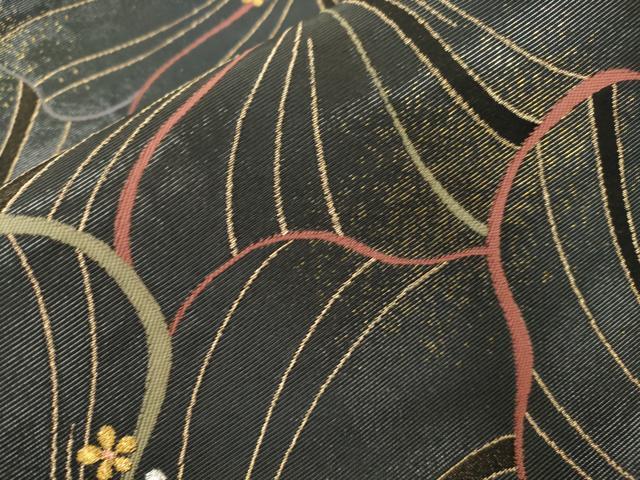 平和屋着物●染色作家　草野一騎　六通柄袋帯　一騎箔　花尽くし文　黒地　金糸　正絹　逸品　CABJ9400dy