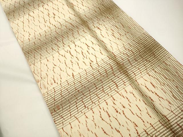 平和屋着物●両面　全通柄袋帯　竜巻絞り　幾何学文　正絹　逸品　CABJ9401dy