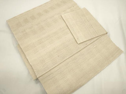 平和屋着物●つけ帯　作家物　野蚕糸　創作桐生織　幾何学文　練色　泉織物謹製　正絹　逸品　CABJ9412dy