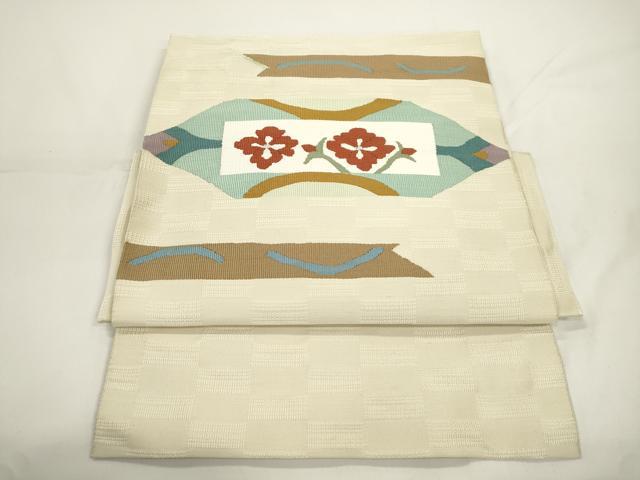平和屋着物●つけ帯　すくい織　草花文　正絹　逸品　CABJ9416dy