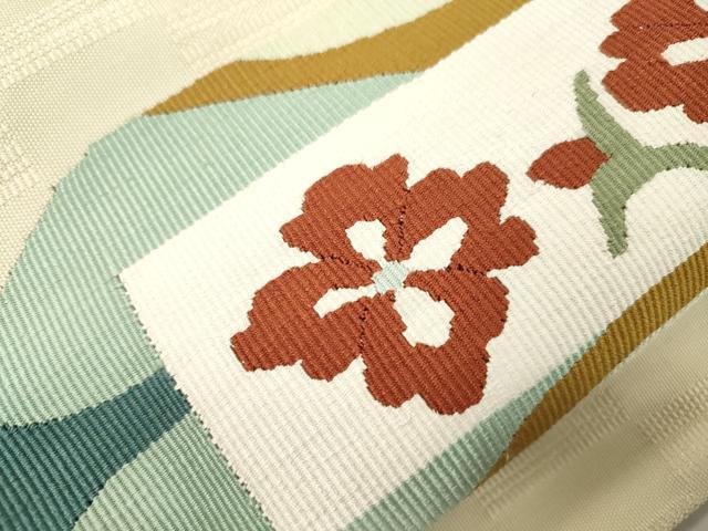 平和屋着物●つけ帯　すくい織　草花文　正絹　逸品　CABJ9416dy