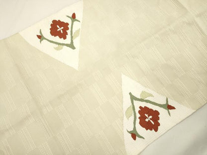 平和屋着物●つけ帯　すくい織　草花文　正絹　逸品　CABJ9416dy