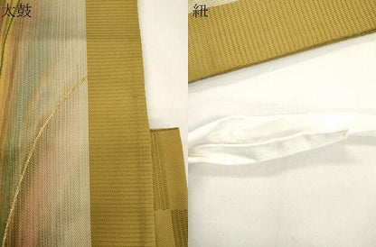 平和屋着物●つけ帯　スペクトル　日本伝統工芸絣　霞文　金糸　正絹　逸品　CABJ9417dy